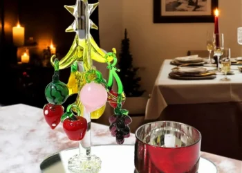 Elevate Holiday Decor with Elegant Murano Glass Ornaments and Charming Fruit Accents